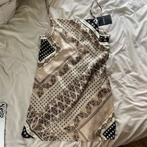 printer satin mini dress